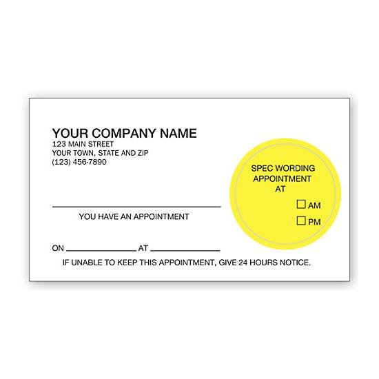 Appointment Card With Sticker Attached
