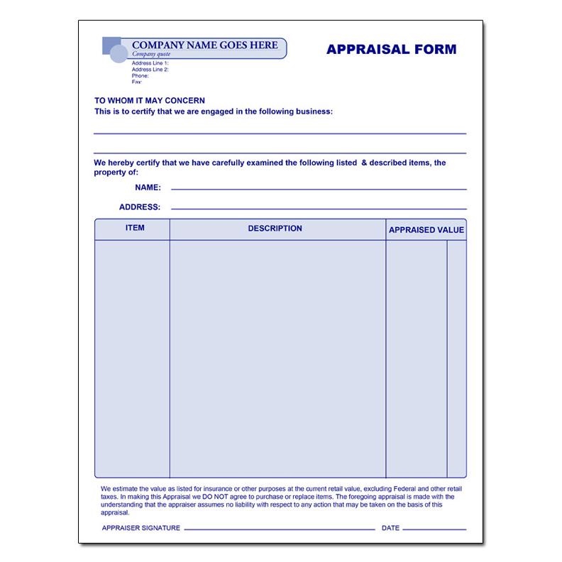 Appraisal Receipt Form
