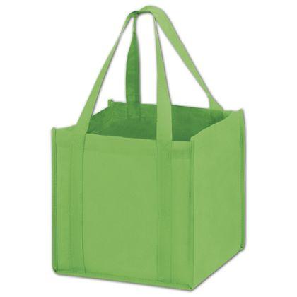 Unprinted Cube Non-Woven Tote Bags, Lime
