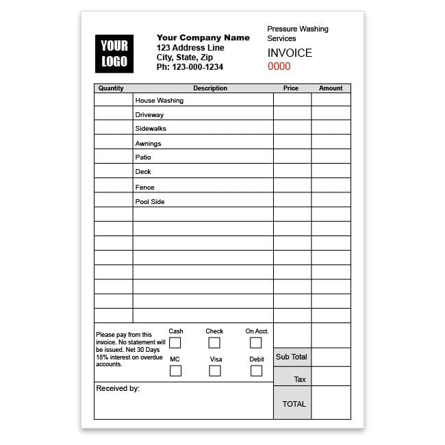 Pressure Washing Invoice Template