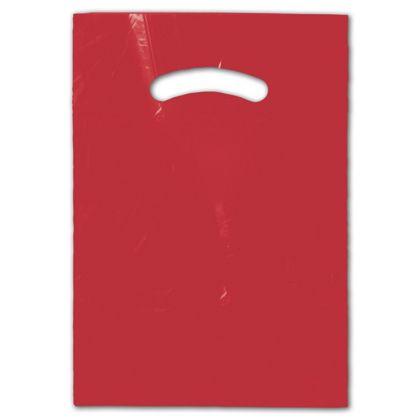 Red Plastic Bag With Die-Cut Handles, Size 9 x 12"