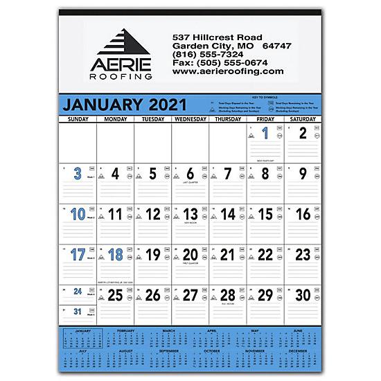 2021 Blue & Black Contractors Memo Calendar, Printed & Personalized