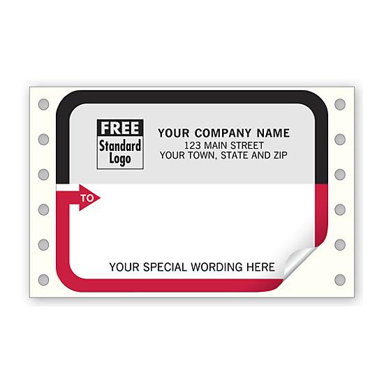 Continuous Address Shipping Label - Red & Black Border