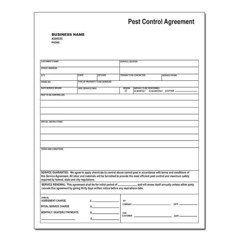 Pest Control Service Agreement Form Customize Print Today 