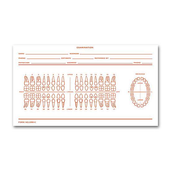 Dental Exam Record Slips, Numbered Teeth System C D86C