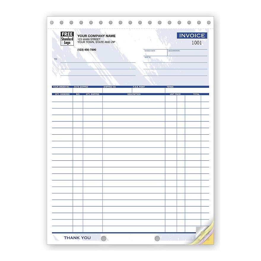 Shipping Invoice with Packing List, 4 Parts, Carbonless, 8 1/2 x 11"
