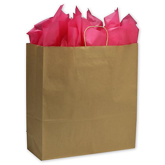Kraft Paper Shopping Bag With Handles & Square Bottom, Jumbo, 18 X 7 X 19", Retail Bags