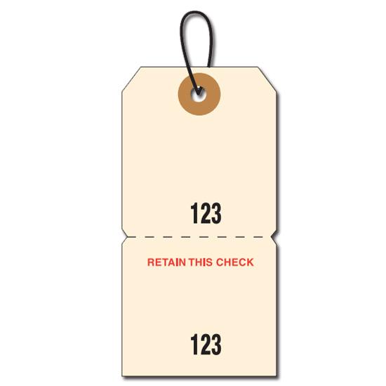 Two Part Manila Tag with String, Numbered, Perforated
