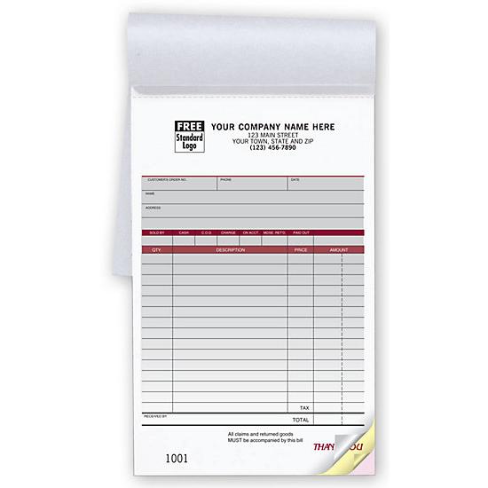 Duplicate Invoice Receipt Book - 80 Numbered Pages, Half Full Size For Cash Sales