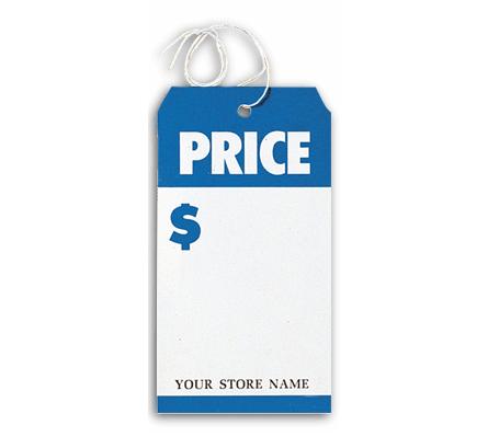 Price Tag, Blue & White Large