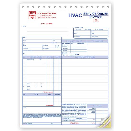 Hvac And Water Heater Invoice