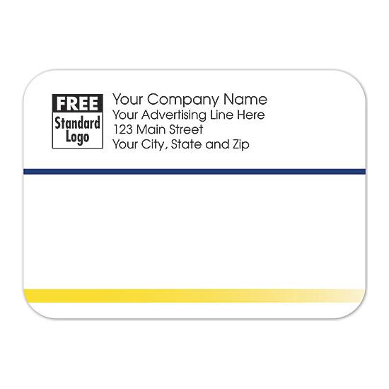 Personalized Return Address Shipping Label, White, Navy & Yellow Stripes, 3 7/8 X 2 7/8"
