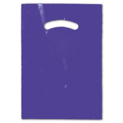 Purple Merchandise Plastic Bags, Die-cut Handles, 9 x 12"