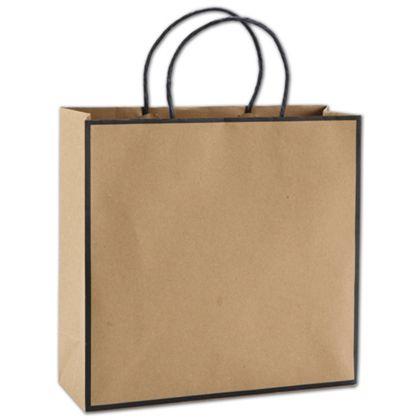 Brown Shopping Paper Bag with Handles, Kraft, Custom, Medium 10 x 4 x 10"