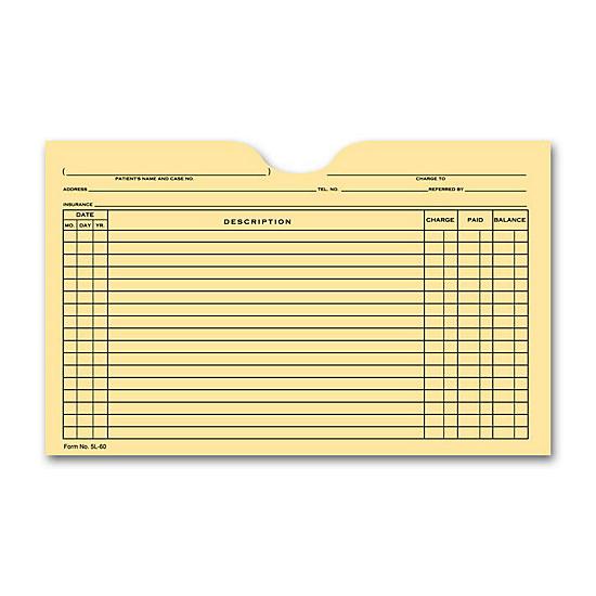 Printed Card File Pocket, Single Column, Buff