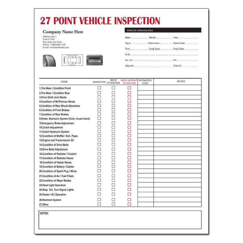 Auto Service 27 Point Inspection Form