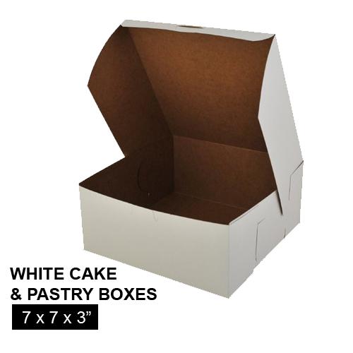 WHITE CAKE AND PASTRY BOX 7 x 7 x 3