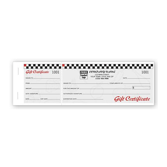 Cafe Gift Certificates - Custom Printed