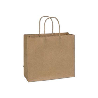Brown Kraft Shopping Bag with handles, Recycled, Custom, Medium 12 x 5 x 10 1/2"