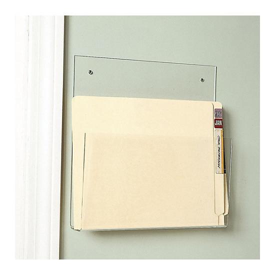 File Holder for Wall, Transparent Plastic, 12 x 12", 1" Capacity