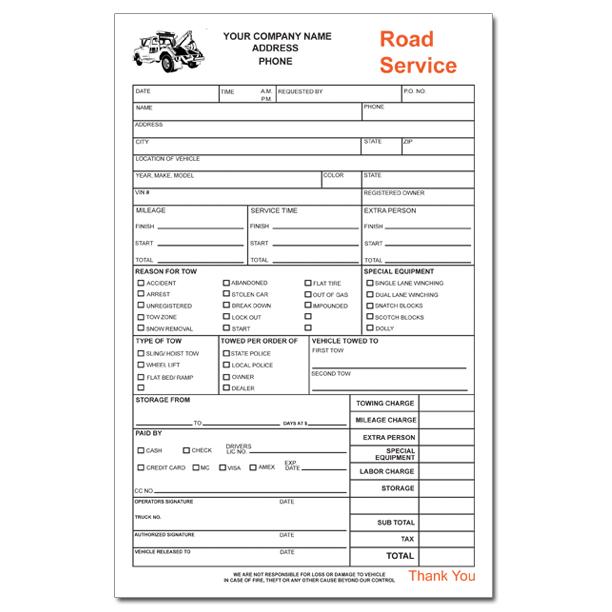 Towing Service Receipt