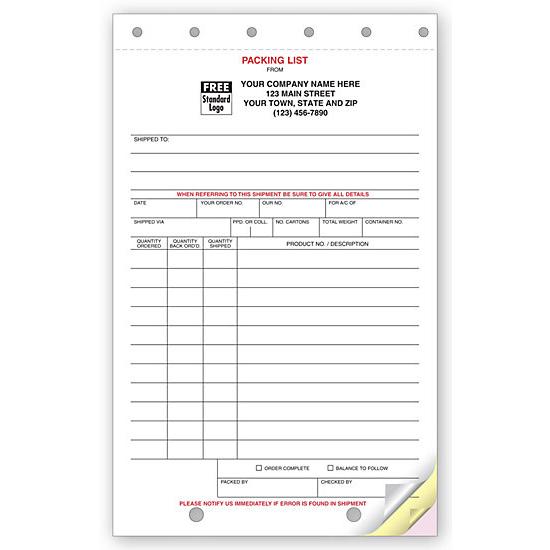Custom Packing Lists | Shipping & Receiving Forms