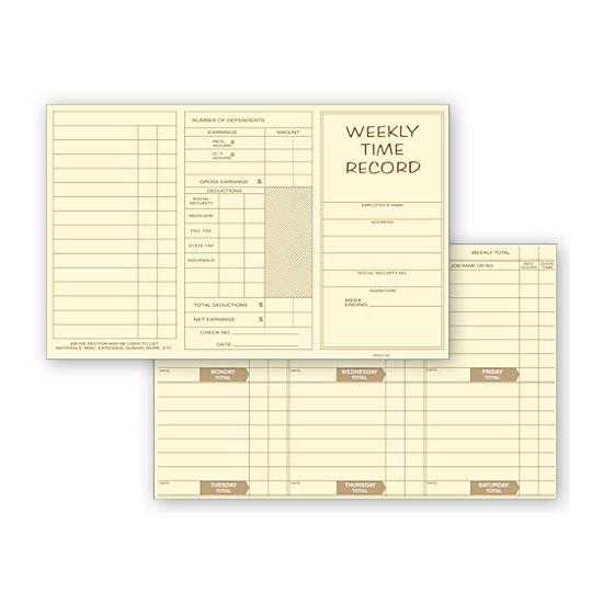 Pocket Size Weekly Time Card