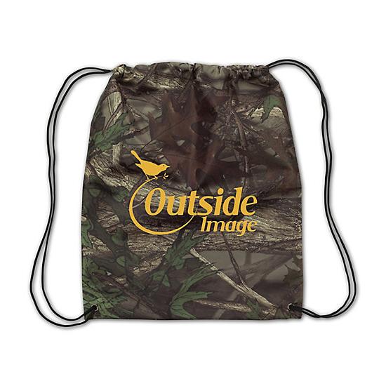 Camo Drawstring Backpack, Printed Personalized Logo, Promotional Item, 150