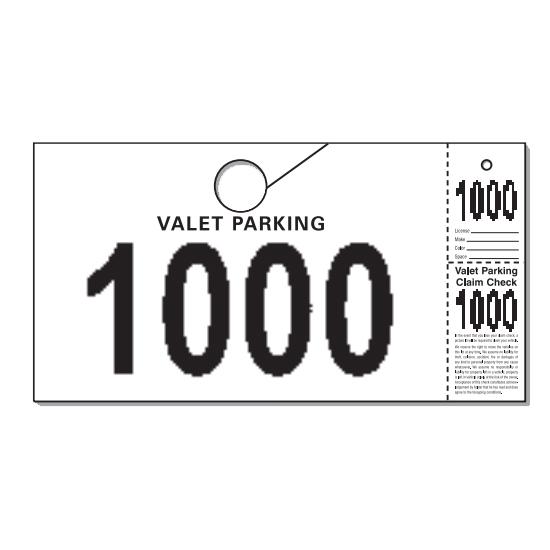 Valet Parking Tag, 1000/box, Size 9 Â½" X 5", 2 Parts, Perforated
