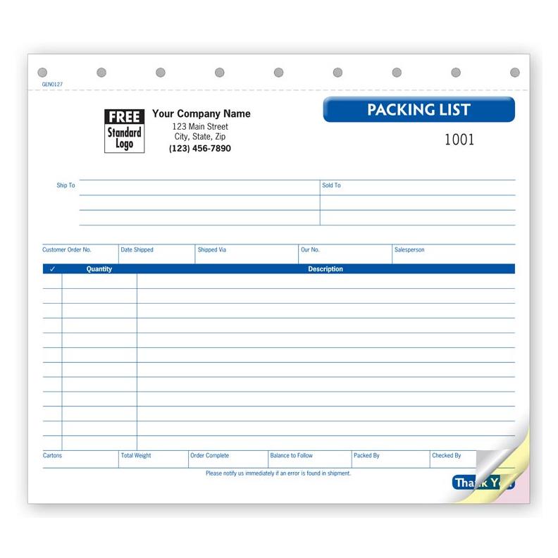 Shipping Invoice Packing List, Personalized