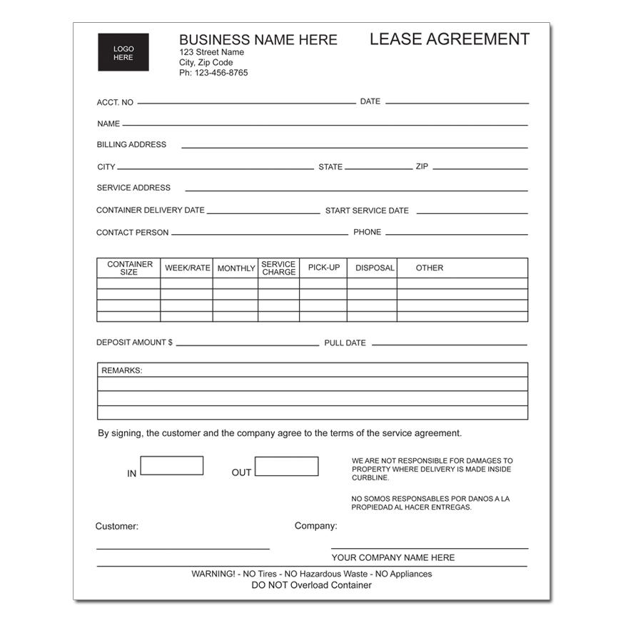 Equipment Lease Agreement Form