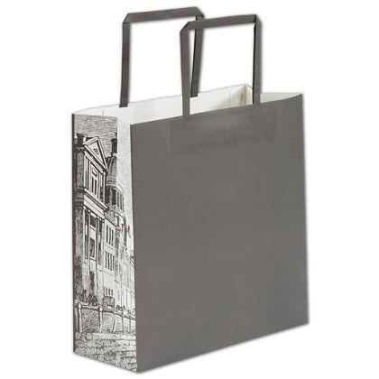Square Shoppers Bag, Gray, 10 x 4 x 10"