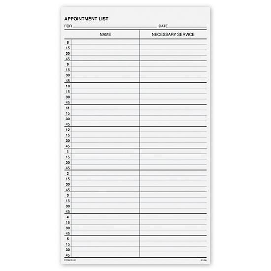 Appointment Sheets - 2 Column, 15 Minute Interval
