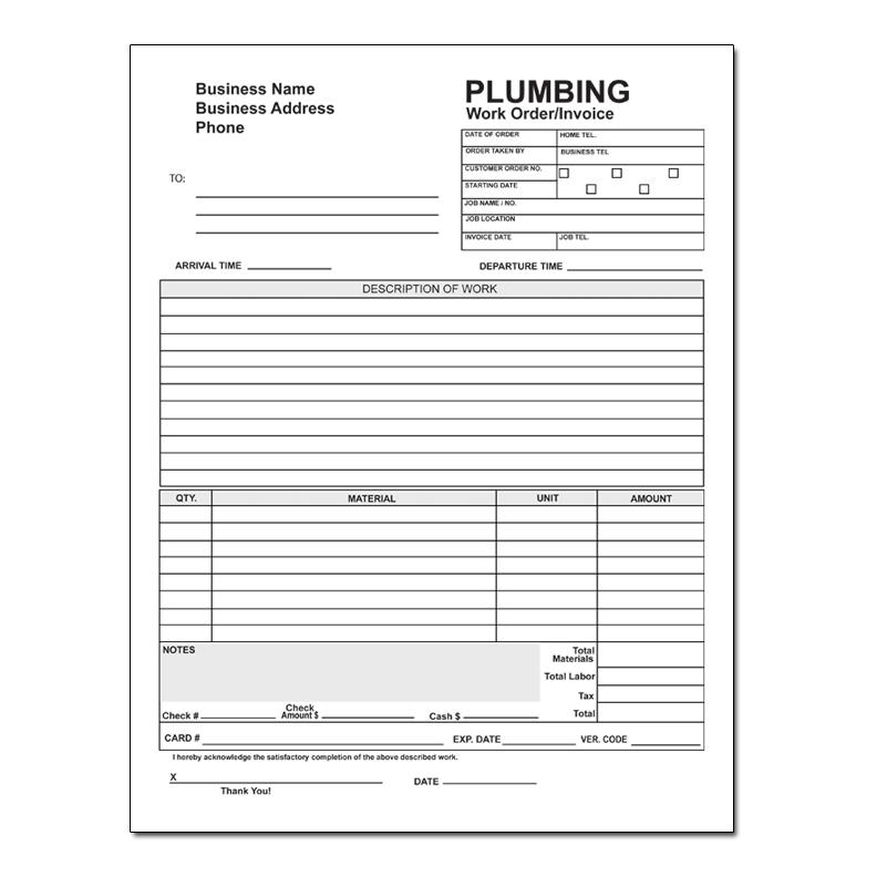Water Heater Replacement & Installation Invoice