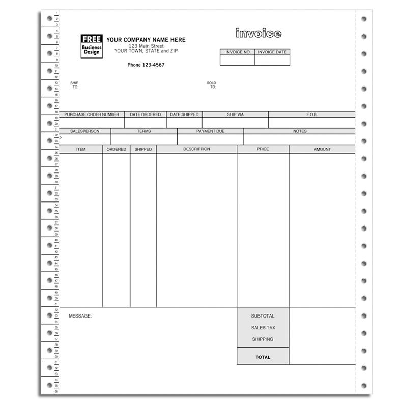 Continuous Invoice with last copy packing list