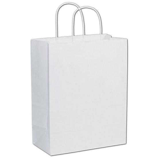 White Paper Shopping Bag With Handles & Square Bottom, 10 X 5 X 13", Retail Bags
