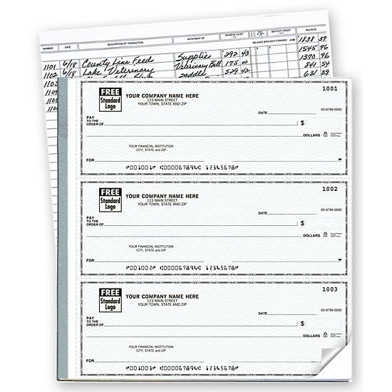 Manual Business Checks With Deposit Tickets, Personalized Printing, 3 Per Page, Carbonless Copies