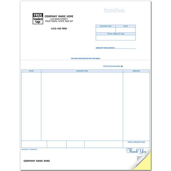 Billing Invoice form, Laser and Inkjet Compatible, Custom Printed