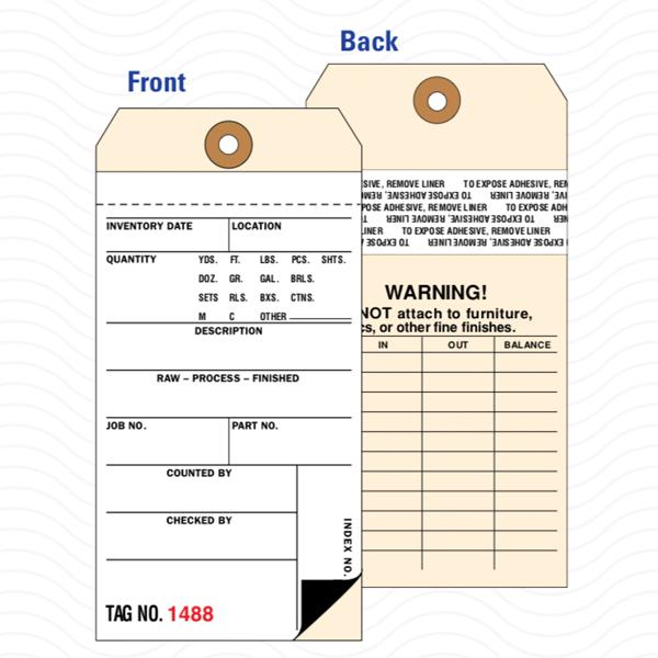 2-part Inventory Tags With Carbon & Removable Self-adhesive Transfer Tape