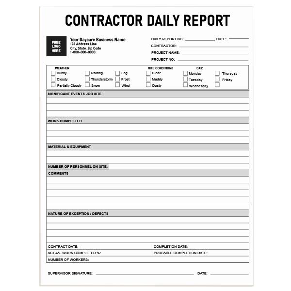 Contractor Daily Report Form