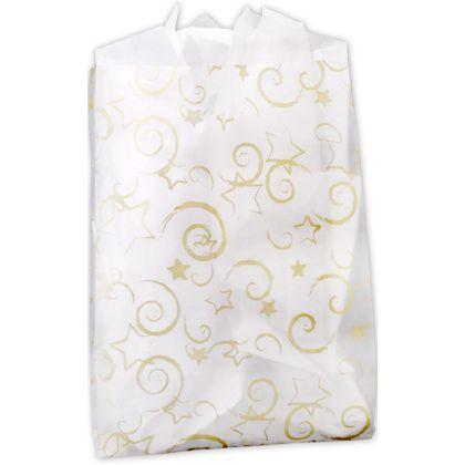 Frosted Patterned Merchandise Bags, Stars, 14 x 3 x 21"