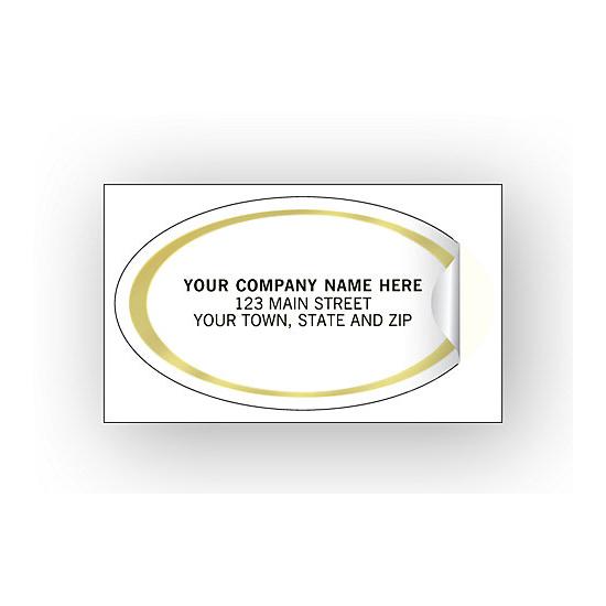 Oval Labels - Advertising Labels - Gold Foil Border
