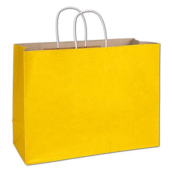 Yellow Shopping Bag - Sunshine Radiant Shoppers, 16 X 6 X 12 1/2", Paper Grocery Bag