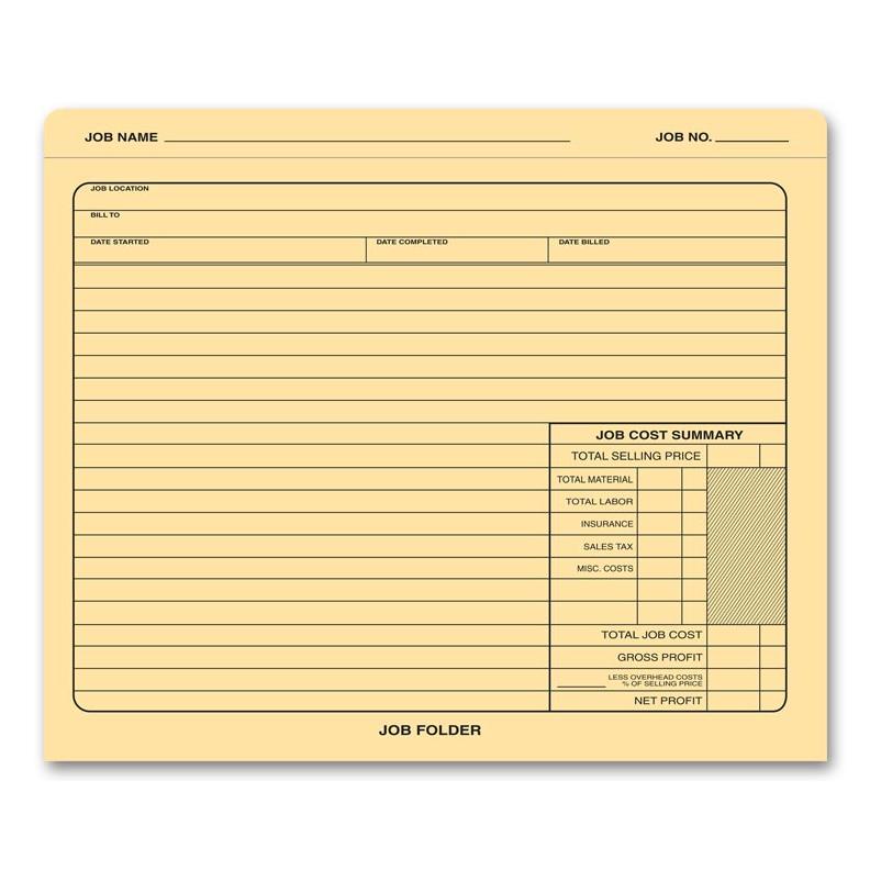 Pre-Printed Manila Job Folder with Job Costs Summary, 10 x 12"
