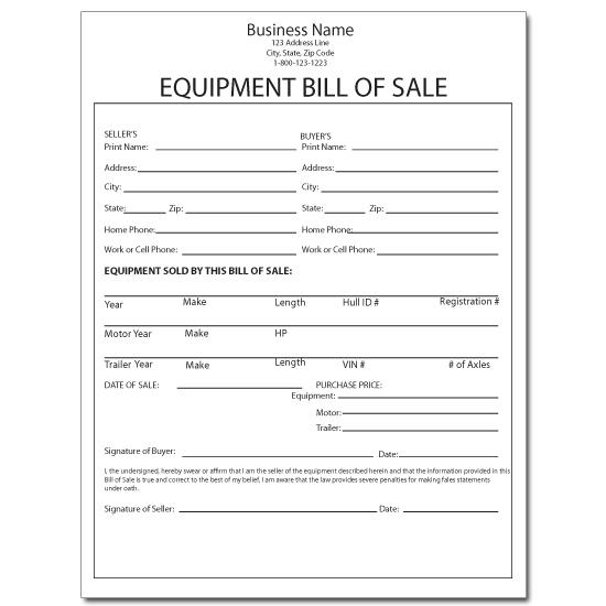 Equipment Sales Receipt