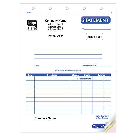 Small Account Statement Form - Carbonless Snap Sets