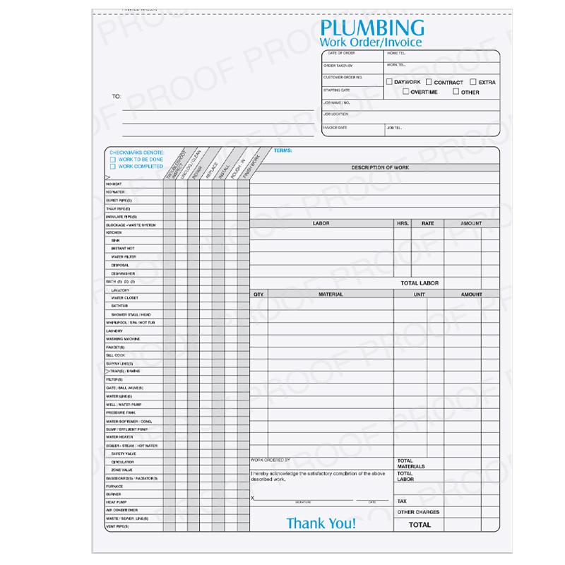 Plumbing Receipt with Checklist
