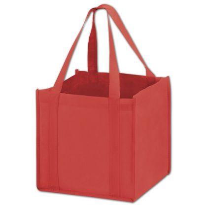 Unprinted Cube Non-Woven Tote Bags, Red