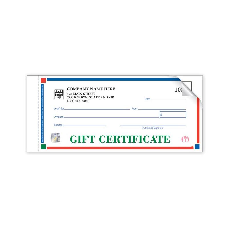 HS854A, High Security Primary-Color Gift Certificates-Individual Set