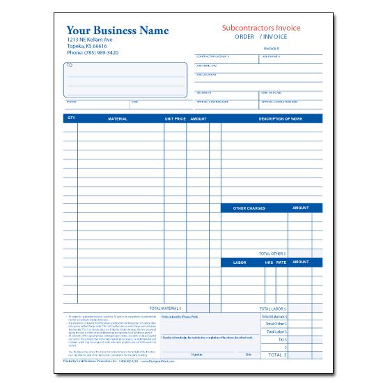 Subcontractor Invoice Form
